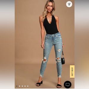 Lulus Jude Light Wash Distressed Mid-Rise Skinny Ankle Jeans